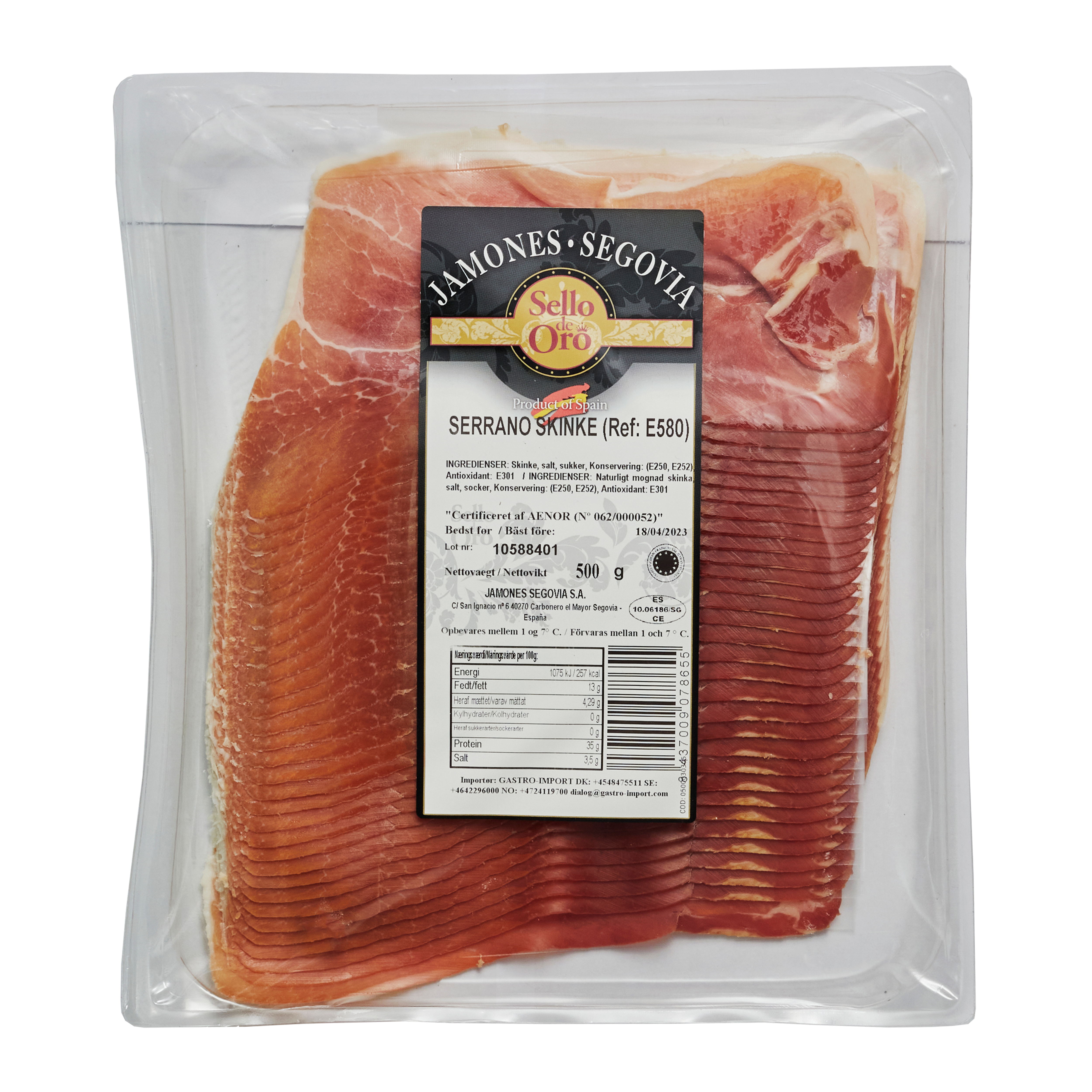 Serrano 10 mdr. i skiver 500 g Serrano 10 mdr. i skiver 500 g